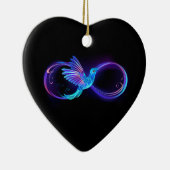 Neon Infinity Symbool met gloeiende Hummingbird Keramisch Ornament (Rechts)