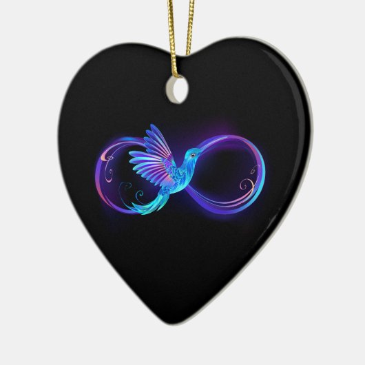 Neon Infinity Symbool met gloeiende Hummingbird Keramisch Ornament (Links)