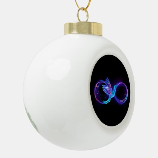 Neon Infinity Symbool met gloeiende Hummingbird Keramische Bal Ornament (Links)