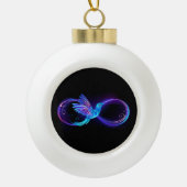 Neon Infinity Symbool met gloeiende Hummingbird Keramische Bal Ornament (Voorkant)