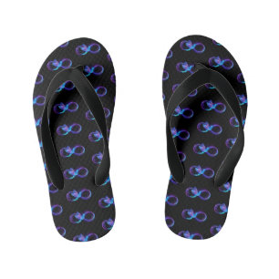 Neon Infinity Symbool met gloeiende Hummingbird Kinder Teenslippers