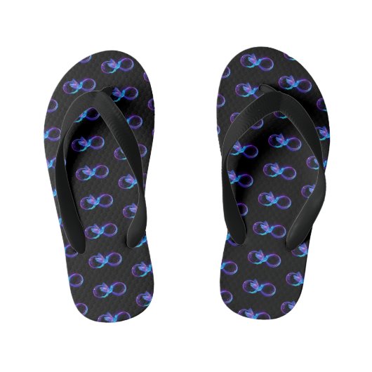 Neon Infinity Symbool met gloeiende Hummingbird Kinder Teenslippers (Voetbed)