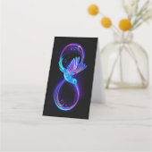 Neon Infinity Symbool met gloeiende Hummingbird Klantenkaartje (Voorkant)