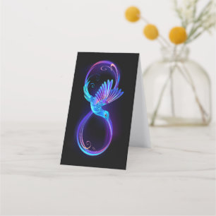 Neon Infinity Symbool met gloeiende Hummingbird Klantenkaartje