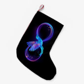 Neon Infinity Symbool met gloeiende Hummingbird Kleine Kerstsok (Voorkant (Hangend))