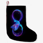 Neon Infinity Symbool met gloeiende Hummingbird Kleine Kerstsok (Voorkant)