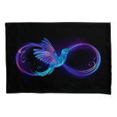 Neon Infinity Symbool met gloeiende Hummingbird Kussensloop (Voorkant-Links)
