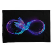 Neon Infinity Symbool met gloeiende Hummingbird Kussensloop (Voorkant-Rechts)