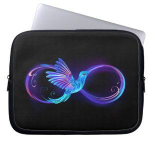 Neon Infinity Symbool met gloeiende Hummingbird Laptop Sleeve