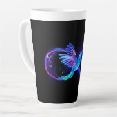 Neon Infinity Symbool met gloeiende Hummingbird Latte Mok (Linkerhoek)