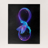 Neon Infinity Symbool met gloeiende Hummingbird Legpuzzel (Verticaal)