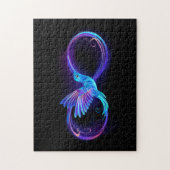 Neon Infinity Symbool met gloeiende Hummingbird Legpuzzel (Verticaal)