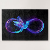 Neon Infinity Symbool met gloeiende Hummingbird Legpuzzel (Horizontaal)