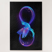 Neon Infinity Symbool met gloeiende Hummingbird Legpuzzel (Verticaal)
