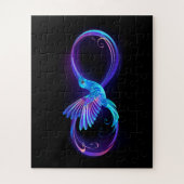 Neon Infinity Symbool met gloeiende Hummingbird Legpuzzel (Verticaal)