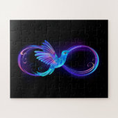 Neon Infinity Symbool met gloeiende Hummingbird Legpuzzel (Horizontaal)