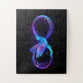 Neon Infinity Symbool met gloeiende Hummingbird Legpuzzel (Verticaal)