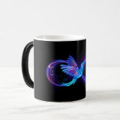 Neon Infinity Symbool met gloeiende Hummingbird Magische Mok (Voorkant links)