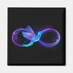 Neon Infinity Symbool met gloeiende Hummingbird Magneet