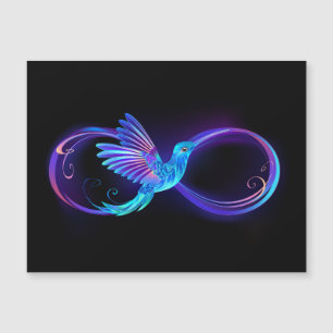 Neon Infinity Symbool met gloeiende Hummingbird Magnetische Uitnodiging
