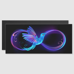 Neon Infinity Symbool met gloeiende Hummingbird Magnetische Uitnodiging