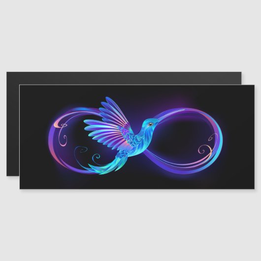 Neon Infinity Symbool met gloeiende Hummingbird Magnetische Uitnodiging (Voorkant / Achterkant)