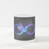 Neon Infinity Symbool met gloeiende Hummingbird Matglas Koffiemok (Center)