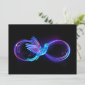 Neon Infinity Symbool met gloeiende Hummingbird Menu (Staand voorkant)