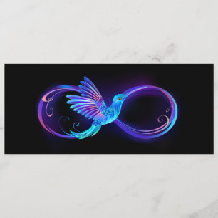 Neon Infinity Symbool met gloeiende Hummingbird Menu