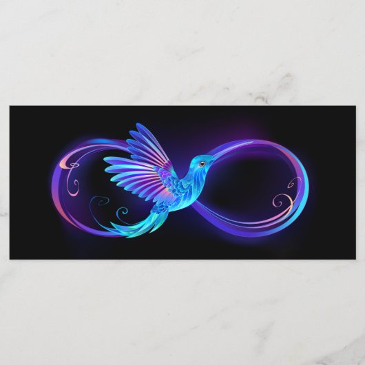 Neon Infinity Symbool met gloeiende Hummingbird Menu (Voorkant)