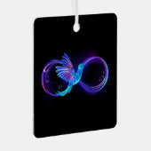 Neon Infinity Symbool met gloeiende Hummingbird Metalen Ornament (Voorkant Rechts)