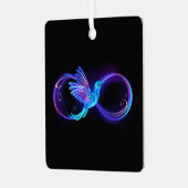Neon Infinity Symbool met gloeiende Hummingbird Metalen Ornament (Voorkant links)