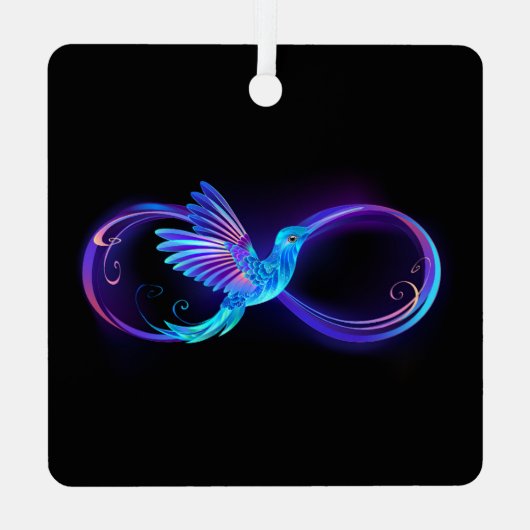 Neon Infinity Symbool met gloeiende Hummingbird Metalen Ornament (Achterkant)