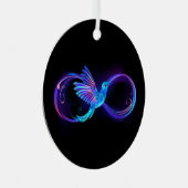 Neon Infinity Symbool met gloeiende Hummingbird Metalen Ornament (Voorkant Rechts)
