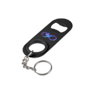 Neon Infinity Symbool met gloeiende Hummingbird Mini Flessenopener (Achterkant Gekanteld)