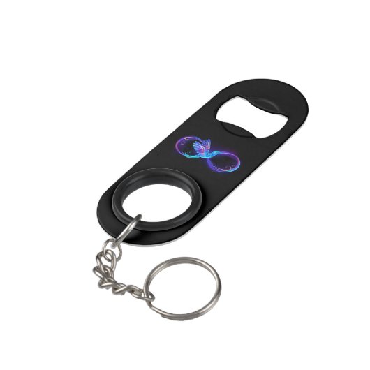 Neon Infinity Symbool met gloeiende Hummingbird Mini Flessenopener (Achterkant Gekanteld)