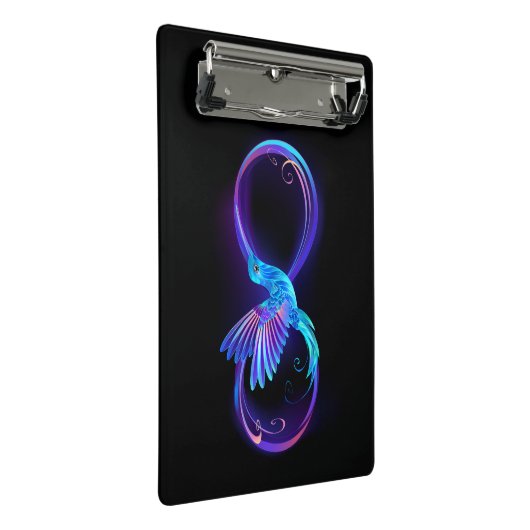 Neon Infinity Symbool met gloeiende Hummingbird Mini Klembord (Schuin)