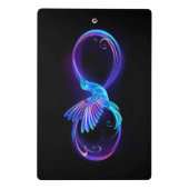 Neon Infinity Symbool met gloeiende Hummingbird Mini Klembord (Achterkant)