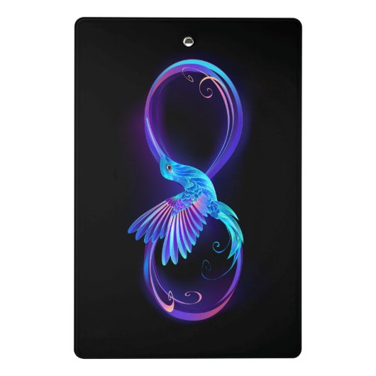 Neon Infinity Symbool met gloeiende Hummingbird Mini Klembord (Achterkant)