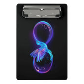Neon Infinity Symbool met gloeiende Hummingbird Mini Klembord (Voorkant)
