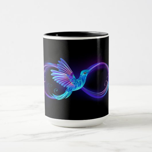 Neon Infinity Symbool met gloeiende Hummingbird Mok (Midden)