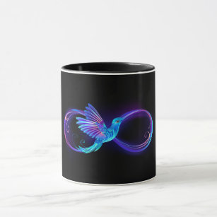 Neon Infinity Symbool met gloeiende Hummingbird Mok