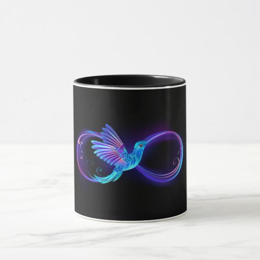 Neon Infinity Symbool met gloeiende Hummingbird Mok (Midden)