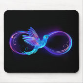 Neon Infinity Symbool met gloeiende Hummingbird Muismat (Voorkant)