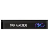 Neon Infinity Symbool met gloeiende Hummingbird Naambordje (Voorkant)