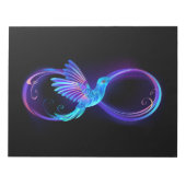 Neon Infinity Symbool met gloeiende Hummingbird Notitieblok (Voorkant)