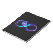 Neon Infinity Symbool met gloeiende Hummingbird Notitieblok (Linkerzijde)