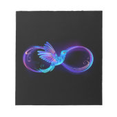 Neon Infinity Symbool met gloeiende Hummingbird Notitieblok (Voorkant)