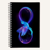 Neon Infinity Symbool met gloeiende Hummingbird Notitieboek (Voorkant)
