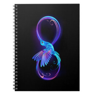 Neon Infinity Symbool met gloeiende Hummingbird Notitieboek